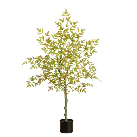 4Ft Autumn Nandina Artificial Fall Tree By Nearly Natural in Green | 24" x 24" x 48" | Michaels®
